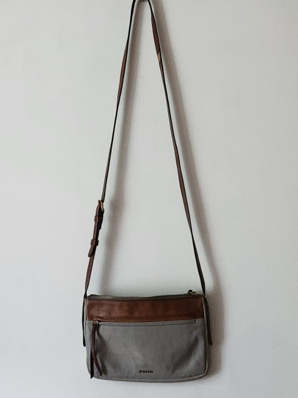 Fossil crossbody bag gray brown GUC ***see photos***